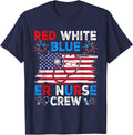 4th of July Red White Blue ER Nurse Crew Patriotic Nurse T-Shirt - Navy Blue