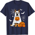 Funny German Shepherd Ghost Pumpkin Cute Spooky Dog Lover T-Shirt - Navy Blue