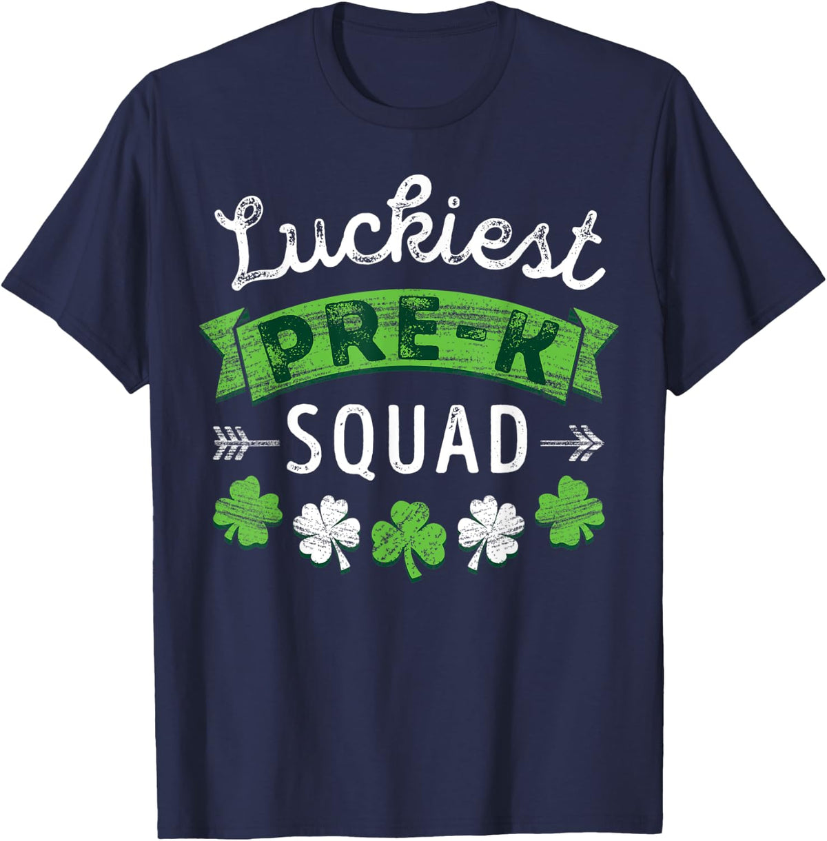 St Patricks Day PreK Teacher Shirt Gift Luckiest Pre-K Squad T-Shirt for Men Women Kids - Navy Blue