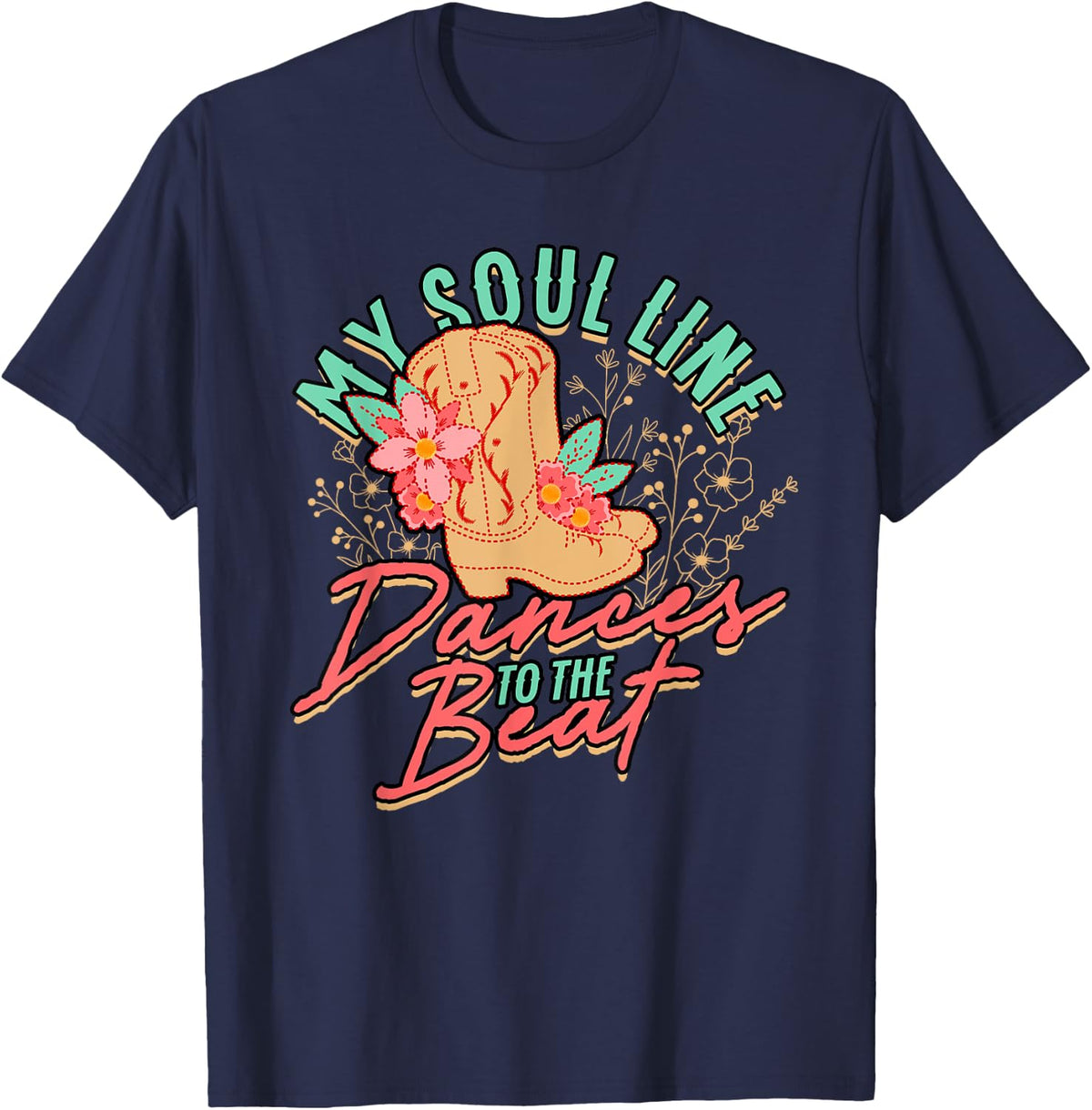 Line Dance My Soul Line Dances To The Beat T-Shirt - Navy Blue
