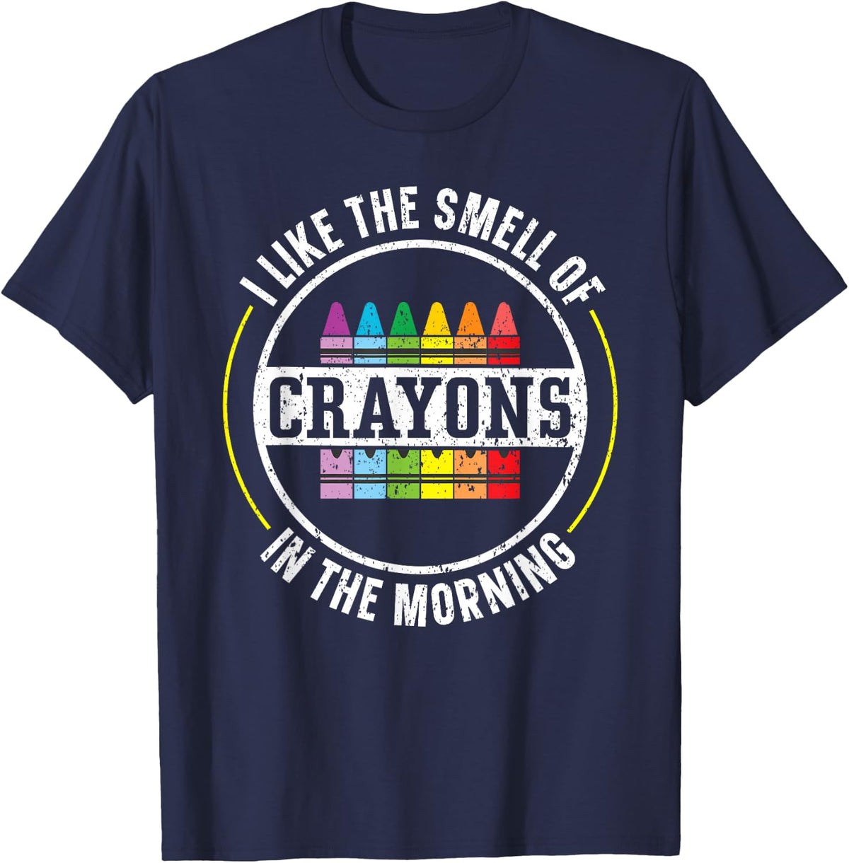 I Like The Smell Of Crayons In The Morning Color T-Shirt - Navy Blue