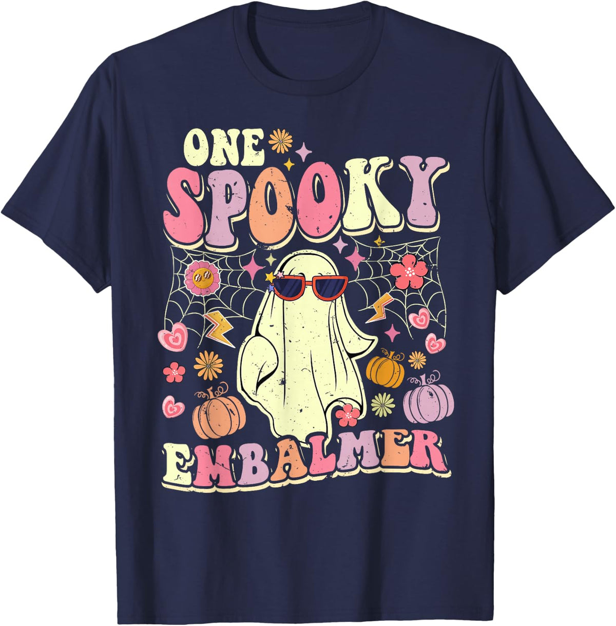One Spooky Embalmer Halloween Ghost Undertaker T-Shirt - Navy Blue