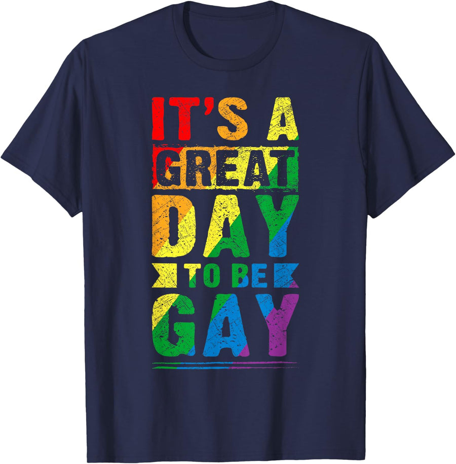 LGBT saying, Rainbow LGBT Pride flag colors T-Shirt - Navy Blue