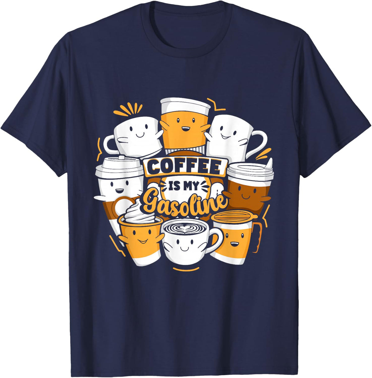 Funny Coffee T-Shirt - Navy Blue