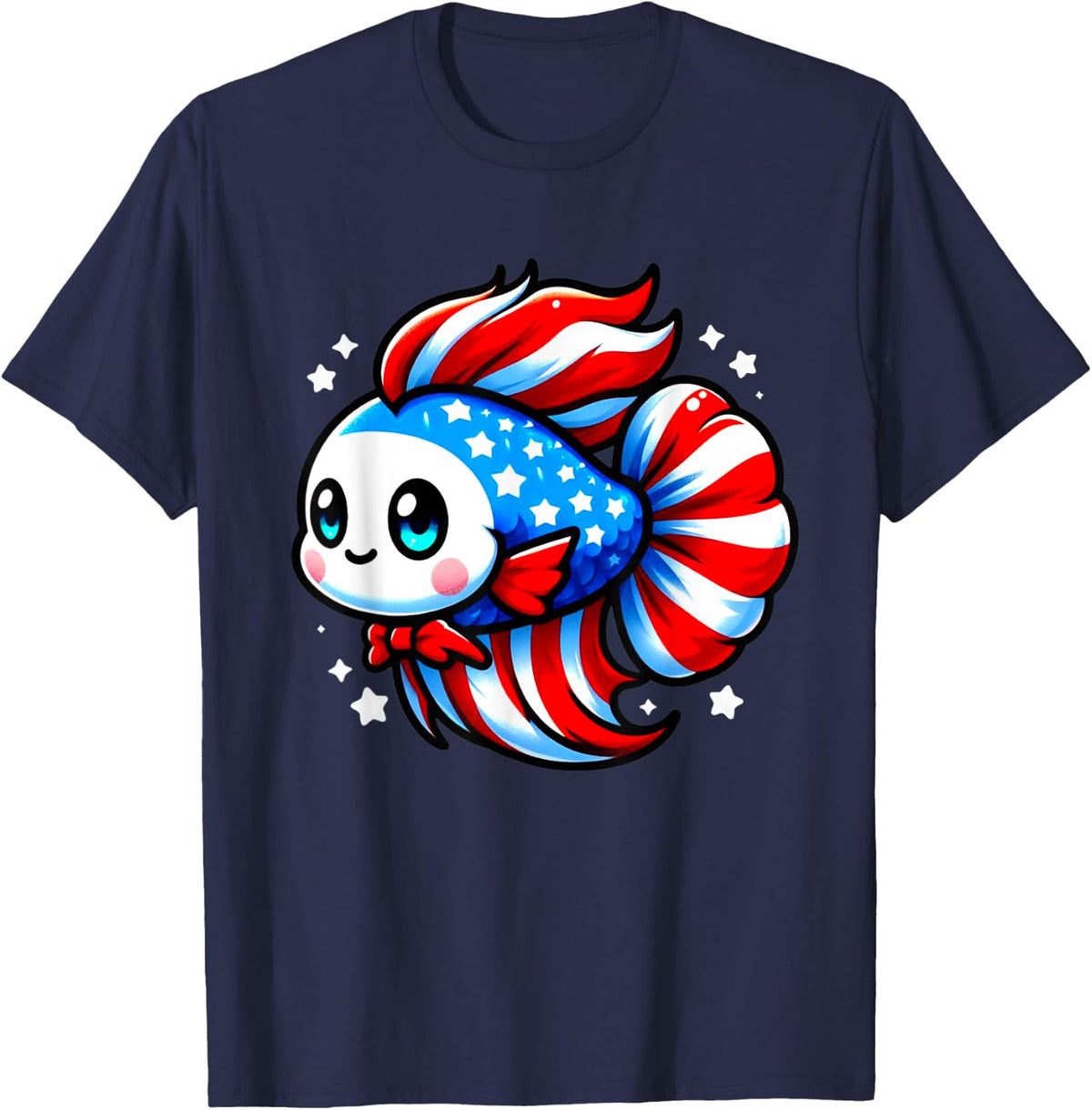 4th Of July Fish Betta America Independence Day Betta Fish T-Shirt - Navy Blue