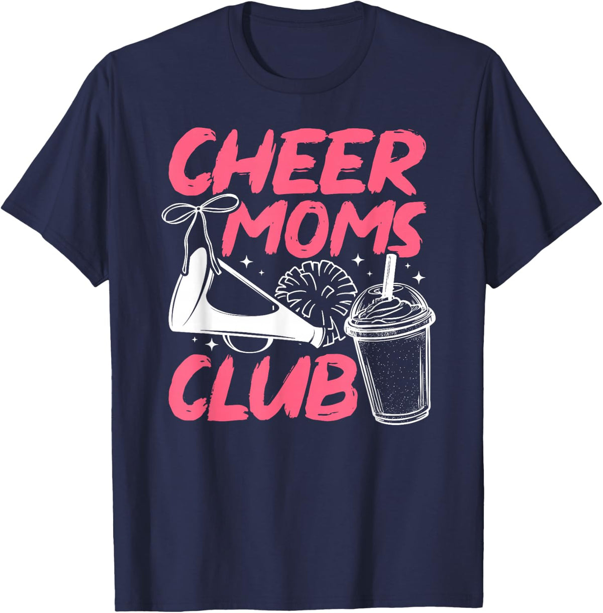 Cheer Moms Club Cheerleading Mom of A Cheerleader Mama T-Shirt - Navy Blue
