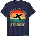 Easily Distracted By Hummingbirds T-Shirt - Navy Blue