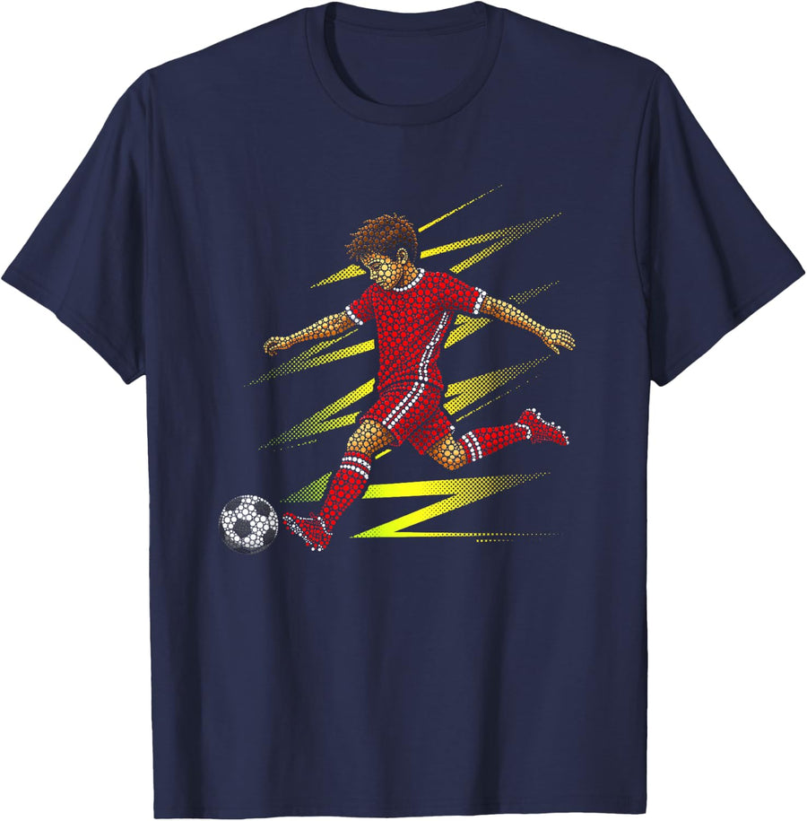Dot Days Soccer Sports Boys Polka Dot Art Teacher T-Shirt - Navy Blue