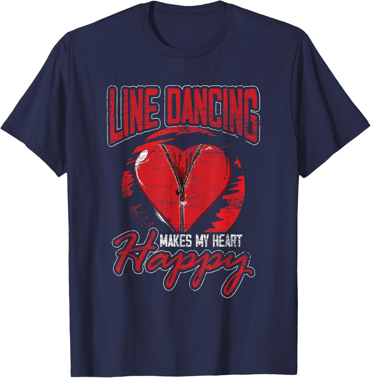 Line Dancing Makes My Heart Happy T-Shirt - Navy Blue