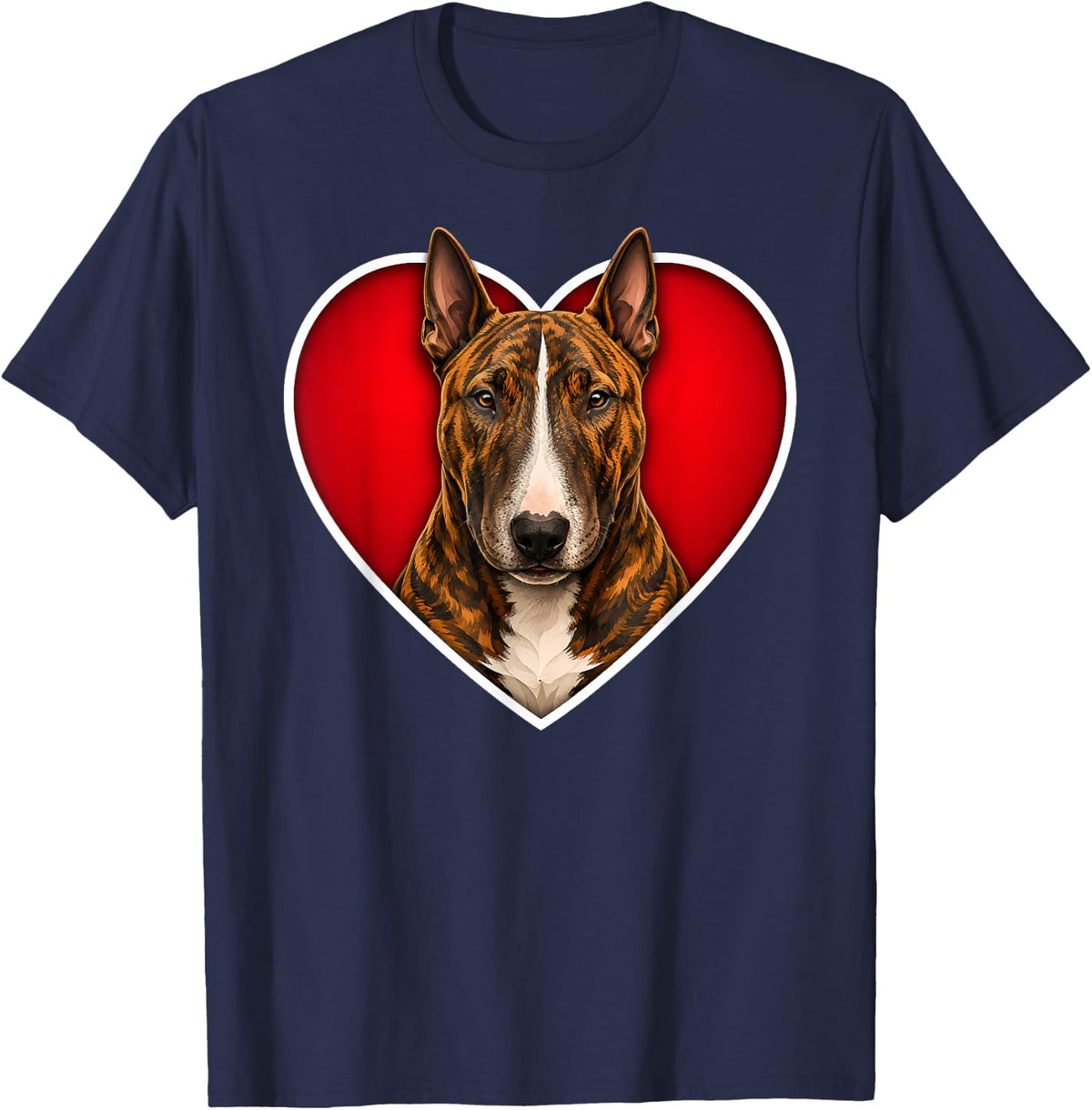 Brindle Bull Terrier Heart T-Shirt - Navy Blue
