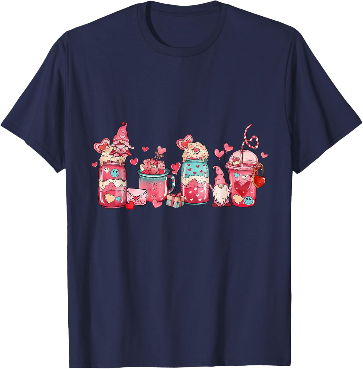 Coffee Is My Valentines Day T-Shirt Women Girl Coffee Lover Latte Tee - Navy Blue