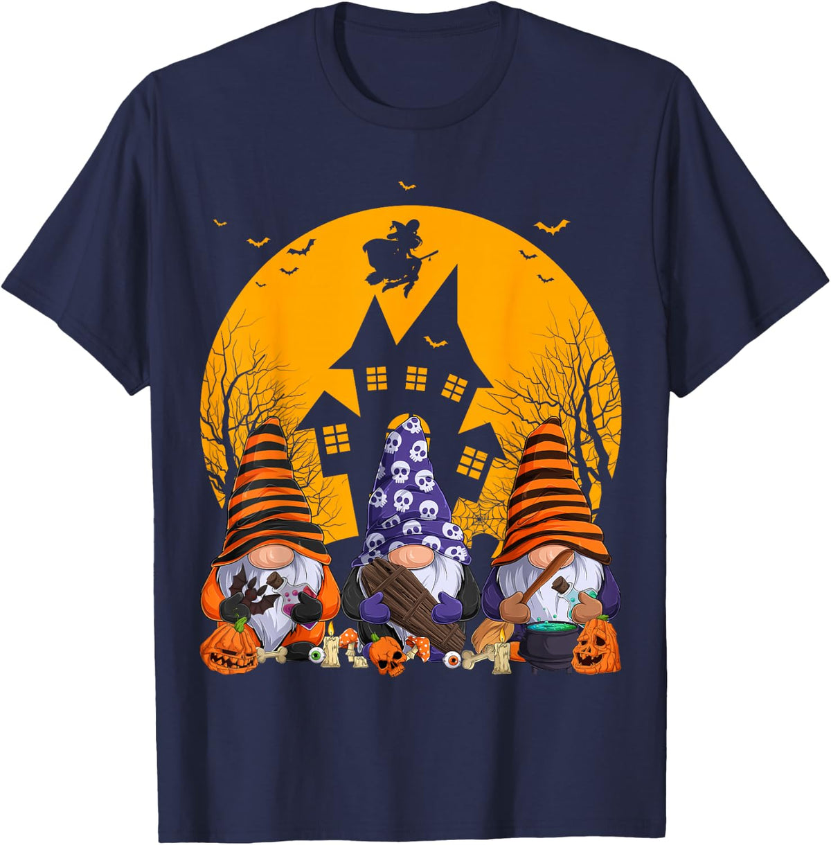 Cute Gnomes Halloween Fall Autumn Season Gnomes T-Shirt - Navy Blue