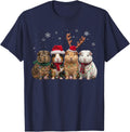 Christmas Lights Guinea Pig Xmas Funny Guinea Pig Santa Hat T-Shirt - Navy Blue