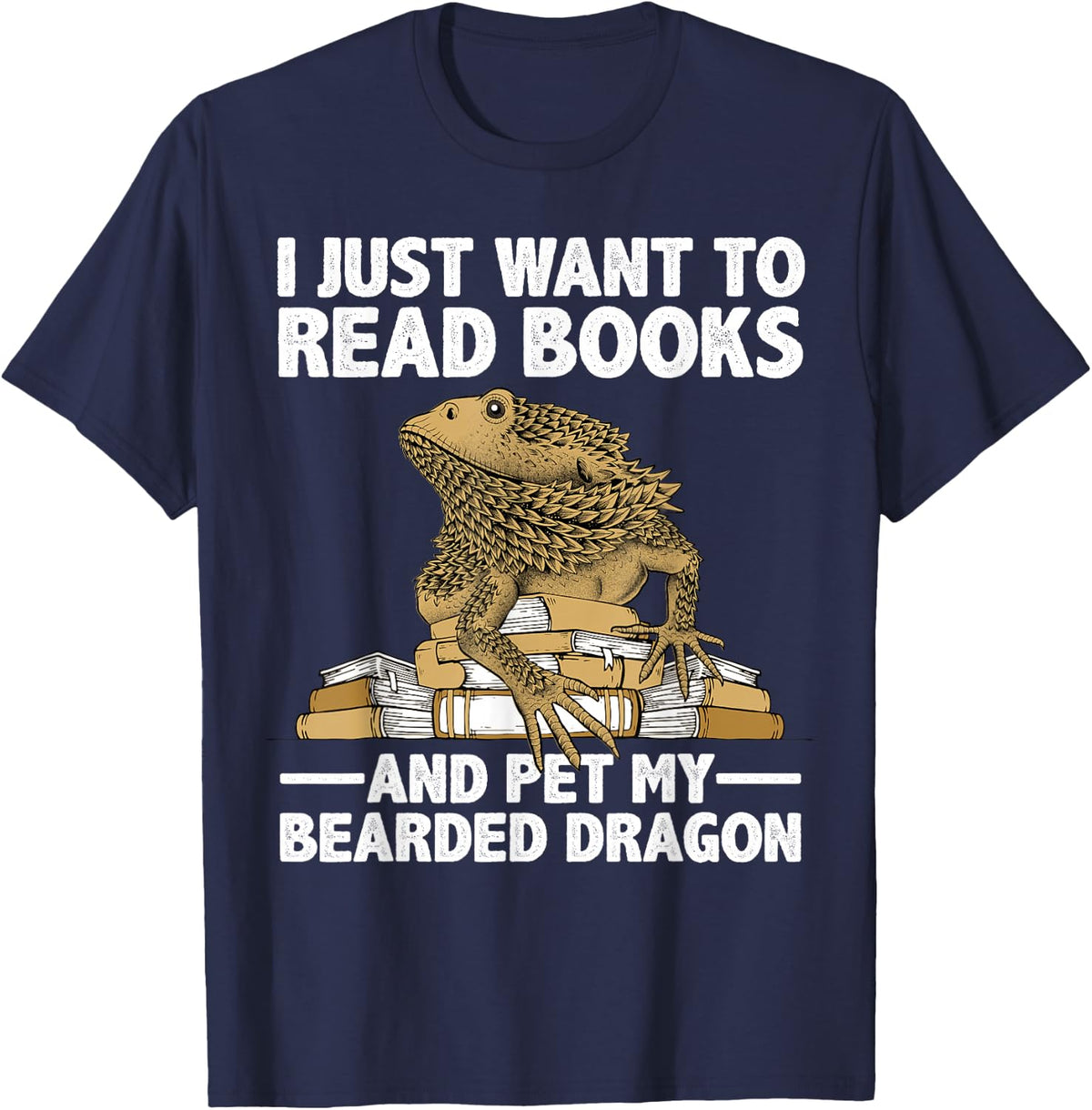 Cute Bearded Dragon For Men Women Zoology Reptile Book Lover T-Shirt - Navy Blue