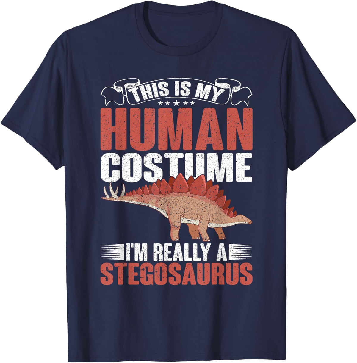 This Is My Human Costume Stegosaurus Dinosaur T-Shirt - Navy Blue