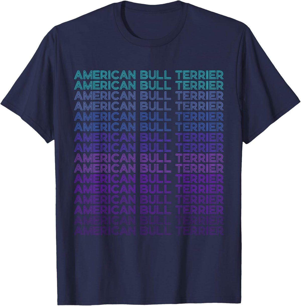American Bull Terrier Dog Retro T-Shirt - Navy Blue