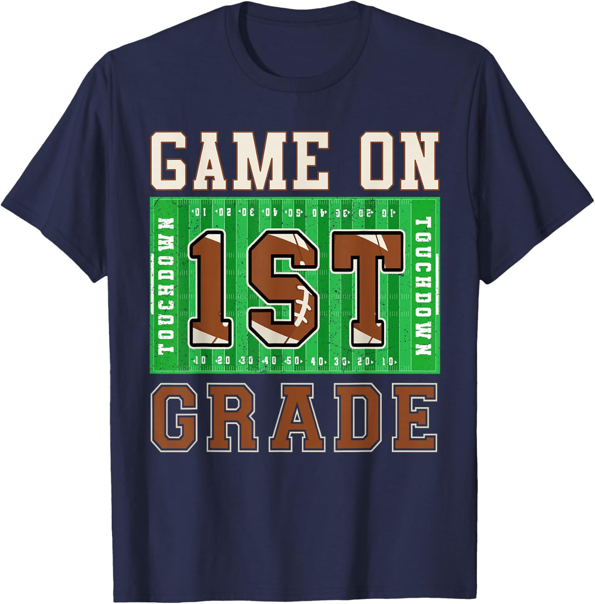 First Grade Shirt Boys Football Back to School Game On 1st Grade Tee T-Shirt - Navy Blue