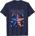 US Flag Starfish 4th of July Animal Lover Patriotic Kids T-Shirt - Navy Blue