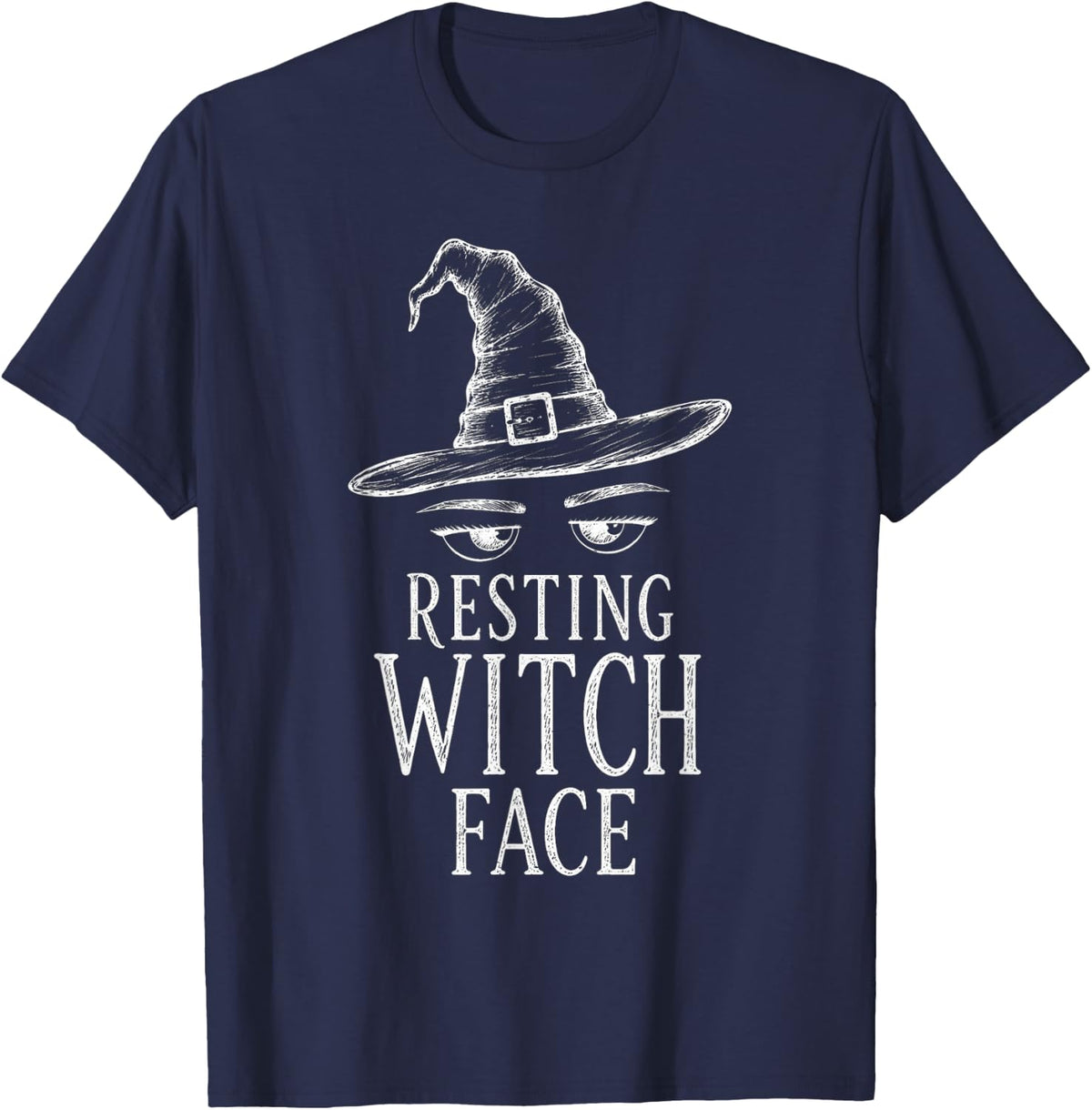 Halloween Funny Resting Witch Face T-Shirt - Navy Blue
