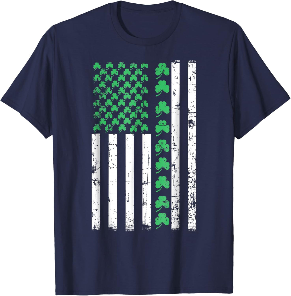 American Flag St Patricks Day T Irish Lucky T-Shirt - Navy Blue