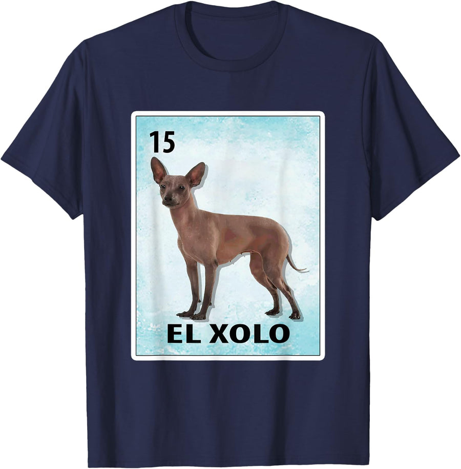 El Xolo Mexican Perro Xoloitzcuintli Cards T-Shirt - Navy Blue