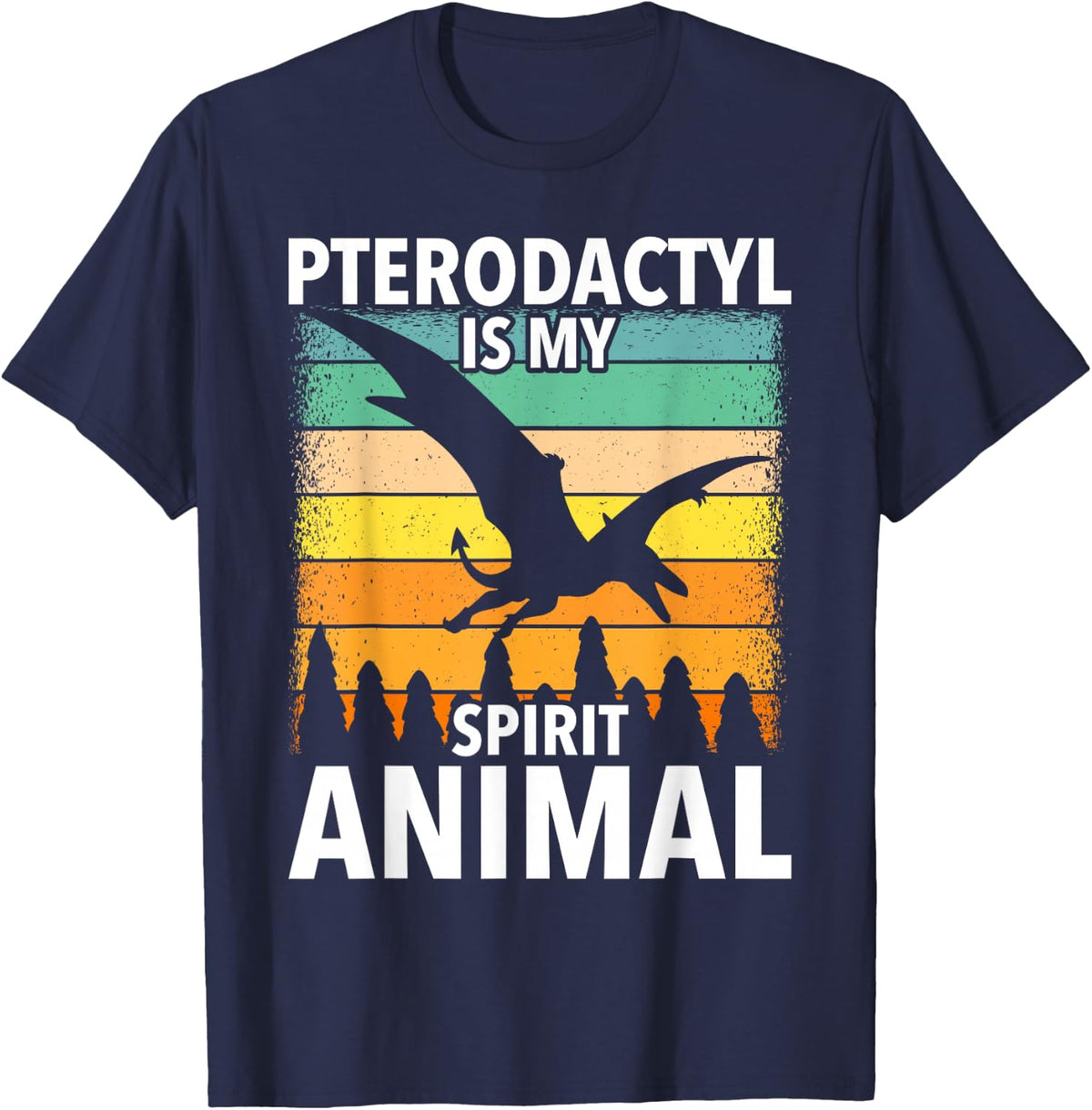 Dinosaur Bird Prehisotric Dino Paleontologist Pterodactyl T-Shirt - Navy Blue