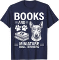Books and Miniature Bull Terriers Fun Miniature Bull Terrier T-Shirt - Navy Blue