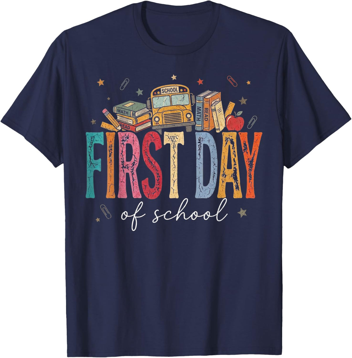 First Day of School Funny Teacher Girls Back to School Women T-Shirt - Navy Blue