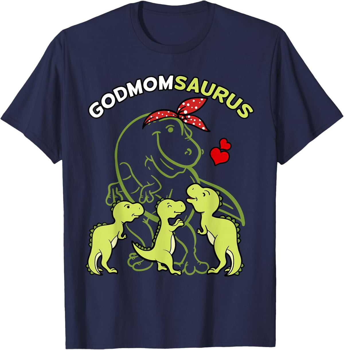 Godmomsaurus Godmom Tyrannosaurus Dinosaur Godparents Day T-Shirt - Navy Blue