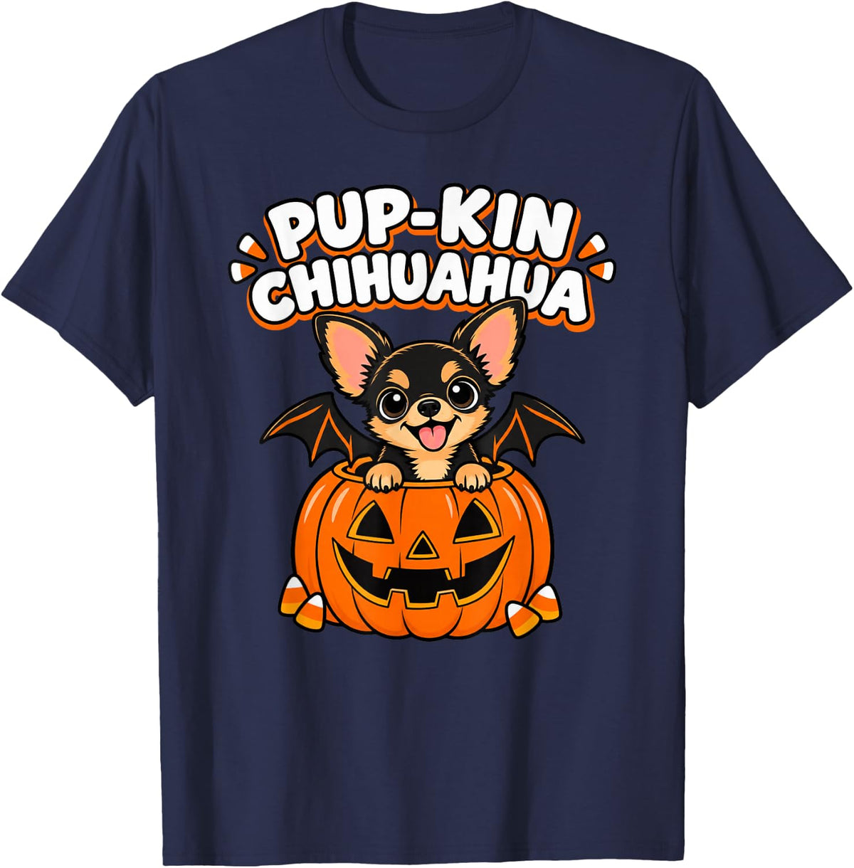 Halloween Chihuahua Pup-Kin T-Shirt - Navy Blue