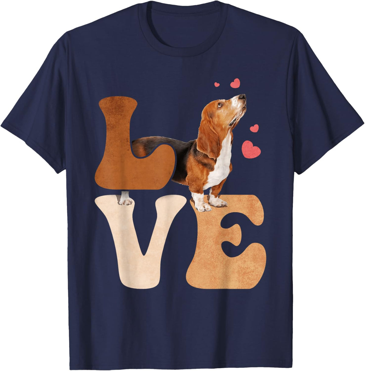 Basset Hound Dog Love T-Shirt - Navy Blue