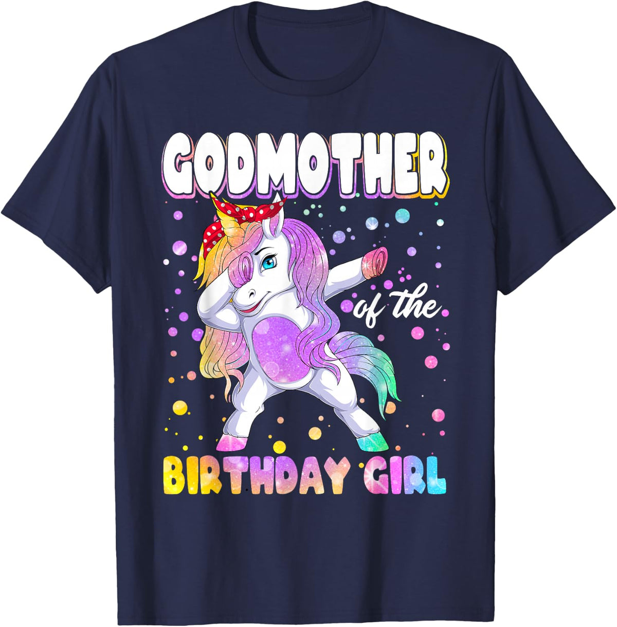 Godmother Of The Birthday Princess Unicorn Family T-Shirt - Navy Blue