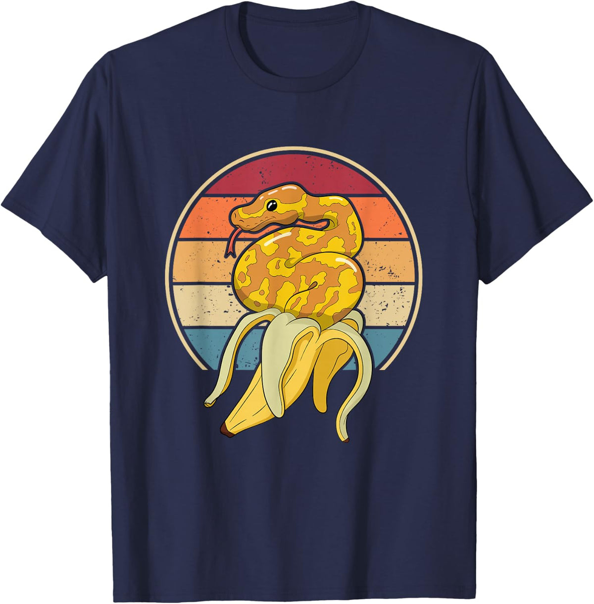 Retro Pythonidae Snake Owner Snake Lover Banana Ball Python T-Shirt - Navy Blue