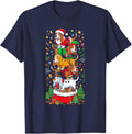 Funny Christmas Basset Hound Santa Elf Snowman Womens Mens T-Shirt - Navy Blue