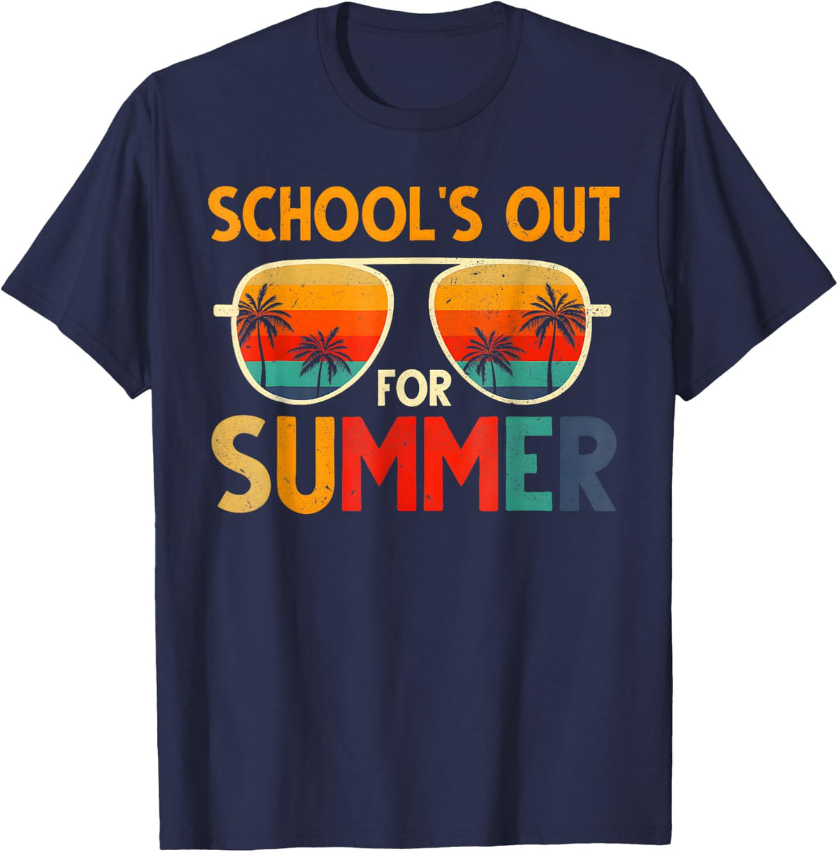 Retro Schools Out for Summer Last Day of School Teacher Boys T-Shirt - Navy Blue