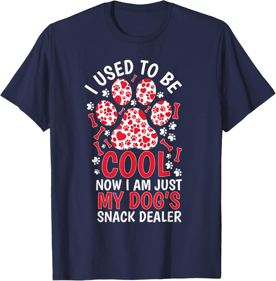 I Used To Be So Cool Now I'm Just My Dogs Snack Dealer T-Shirt Tees For Women Dog Lover Gift - Navy Blue