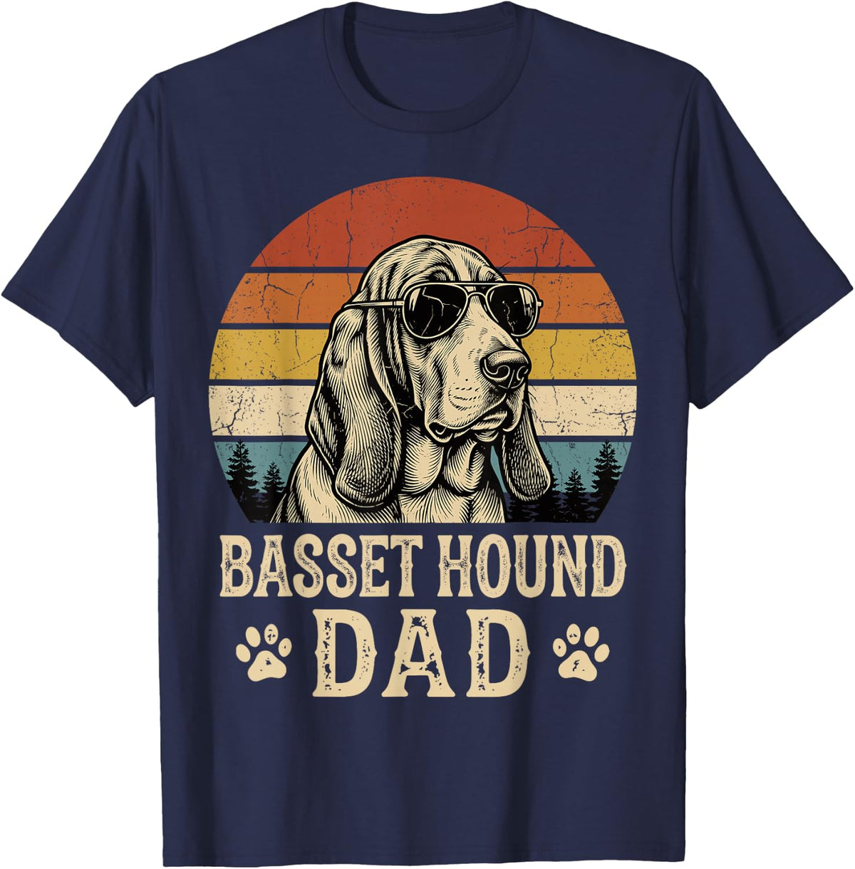 Basset Hound Dad T-Shirt - Navy Blue