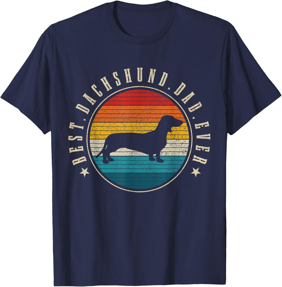 Dachshund Dog Vintage Funny Dog T-Shirt - Navy Blue