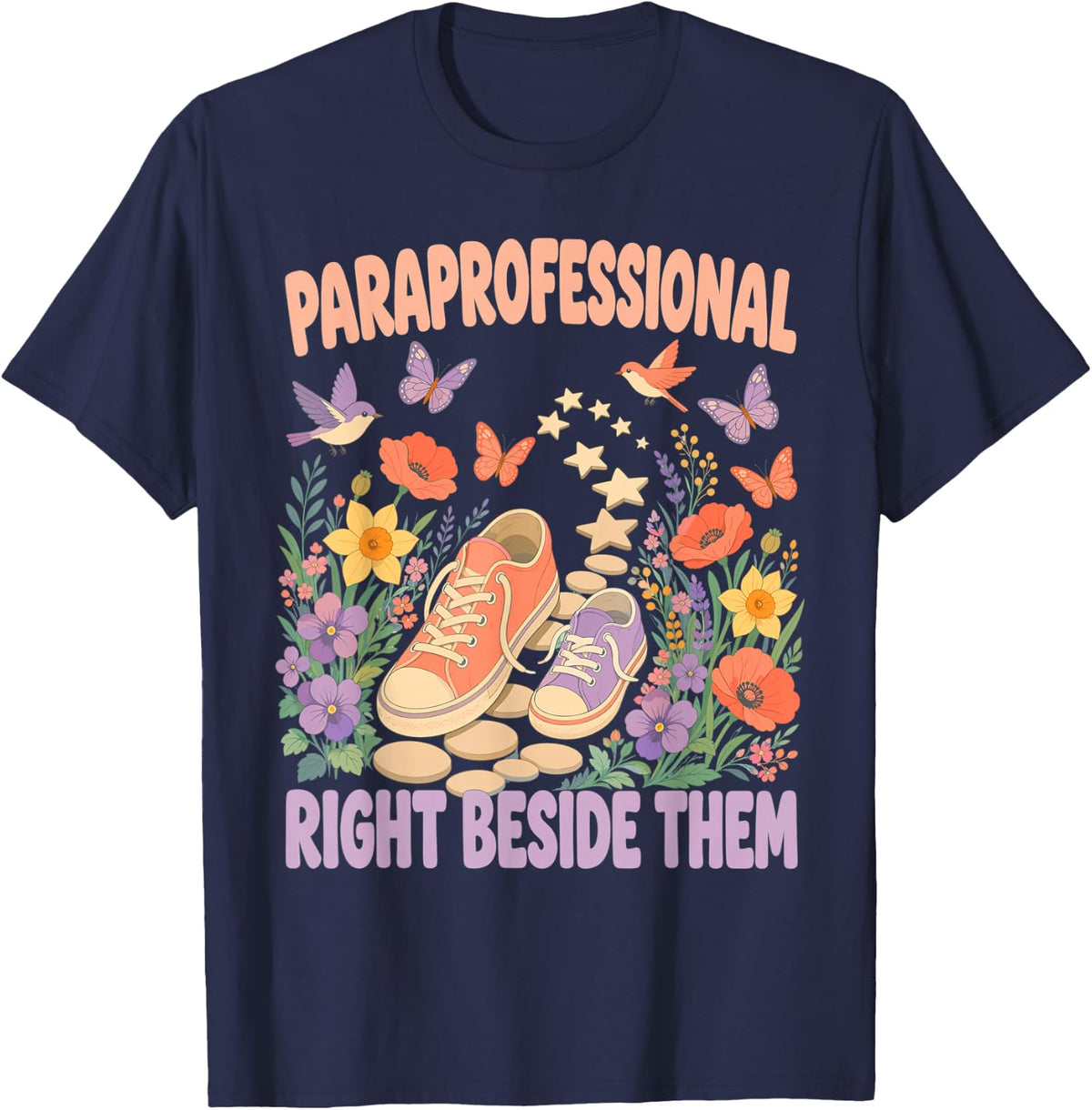 Paraprofessional Right Beside Them Sped para T-Shirt - Navy Blue