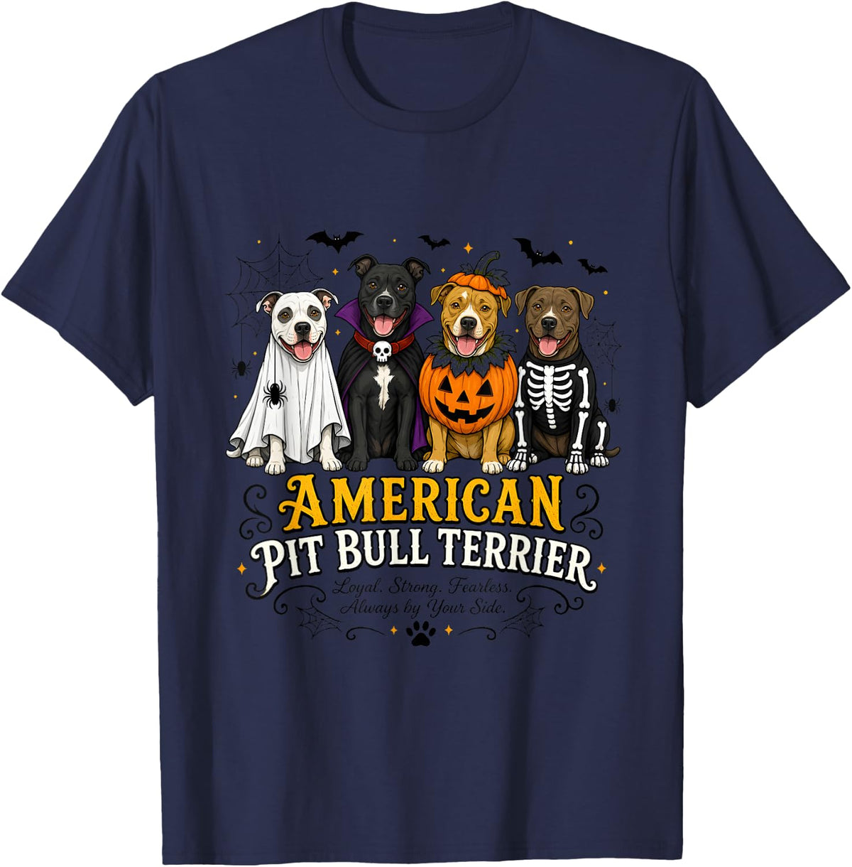 American Pit Bull Terrier Halloween Costume T-Shirt - Navy Blue