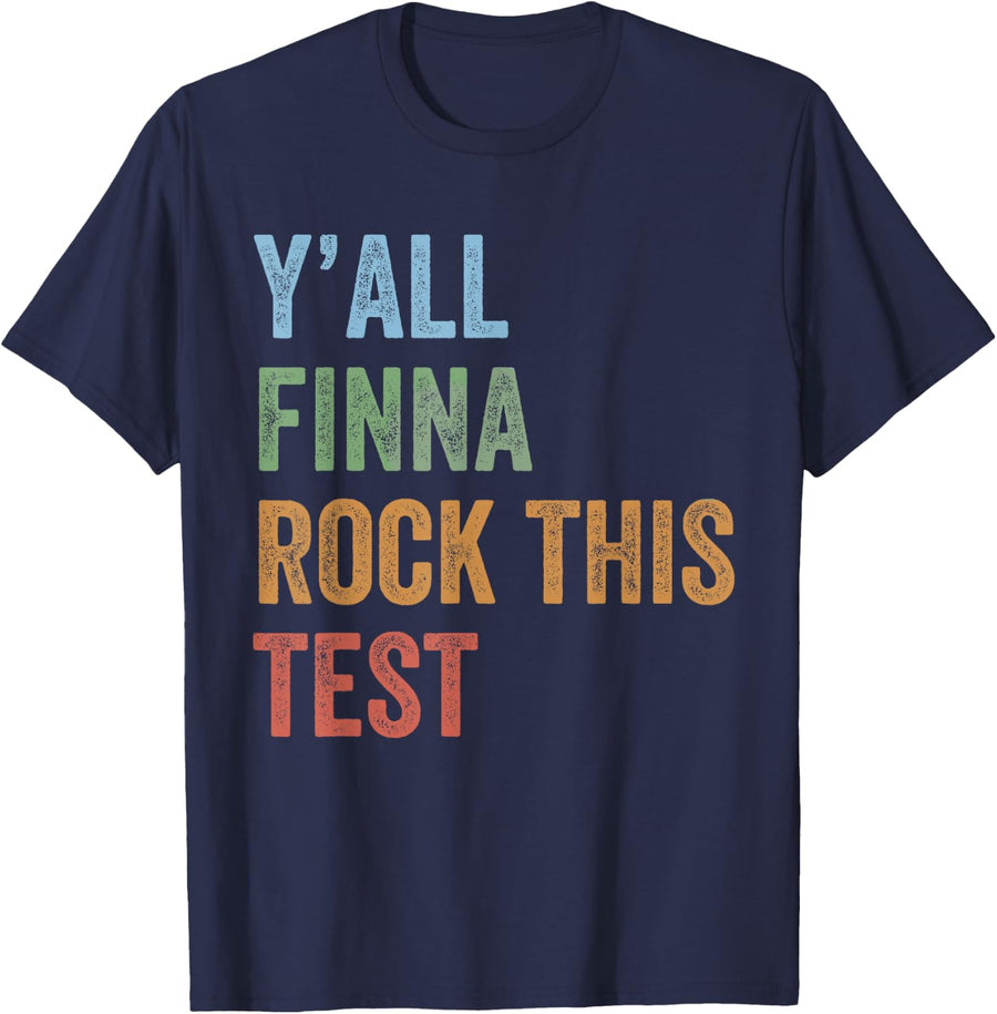Funny Matching Testing Rock This Test Motivation Test Day T-Shirt - Navy Blue