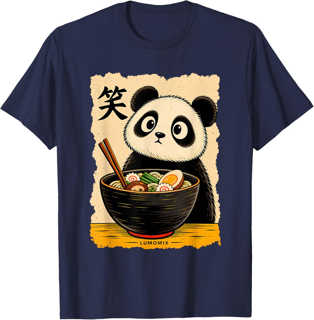 T-Shirt Kawaii Panda Ramen Japanese Food Vintage T-Shirt - Navy Blue