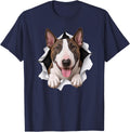 Funny Bull Terrier Peeking Cute Dog Lover Mom Dad T-Shirt - Navy Blue