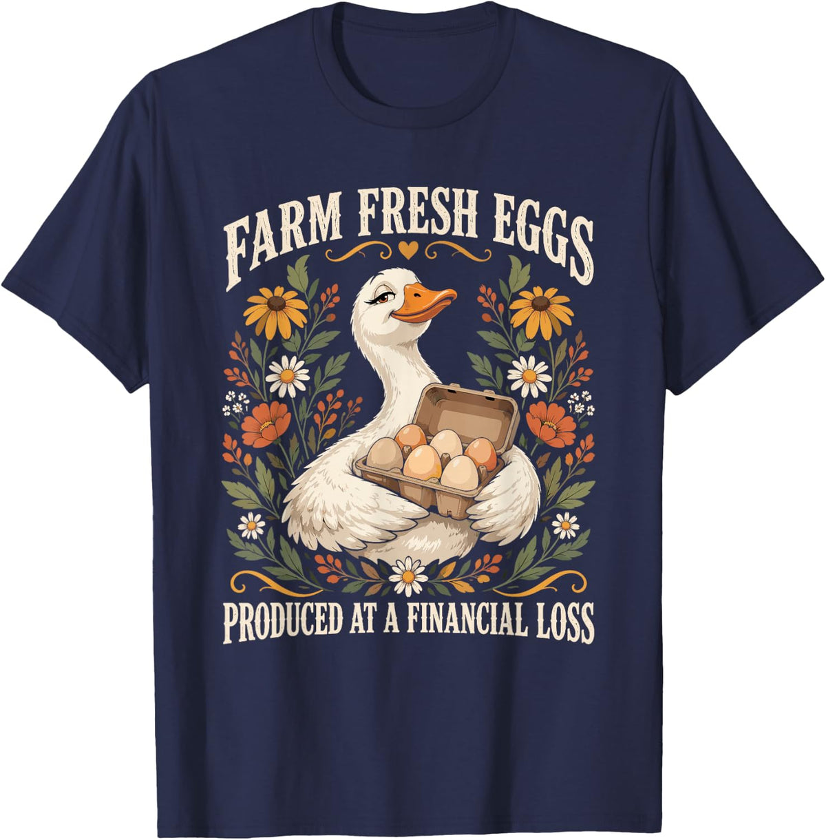 Rustic Farm Fresh Eggs Backyard Chicken Farmer Life T-Shirt - Navy Blue