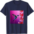 Hummingbird Flower T-Shirt - Navy Blue