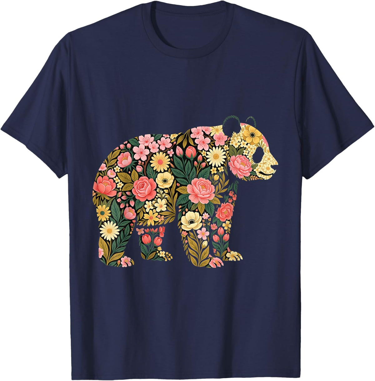Panda Motif Wildlife Panda Bear Animal Lover T-Shirt - Navy Blue