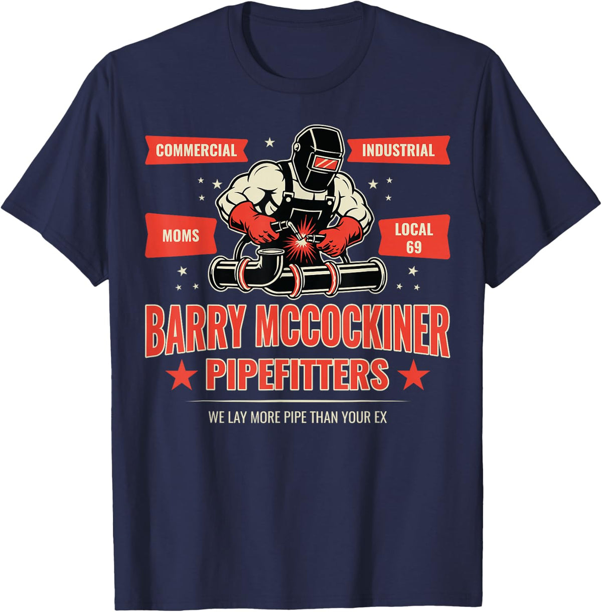 Barry McCockiner Adult Humor Pun Innuendo Joke Gag Gifts T-Shirt - Navy Blue