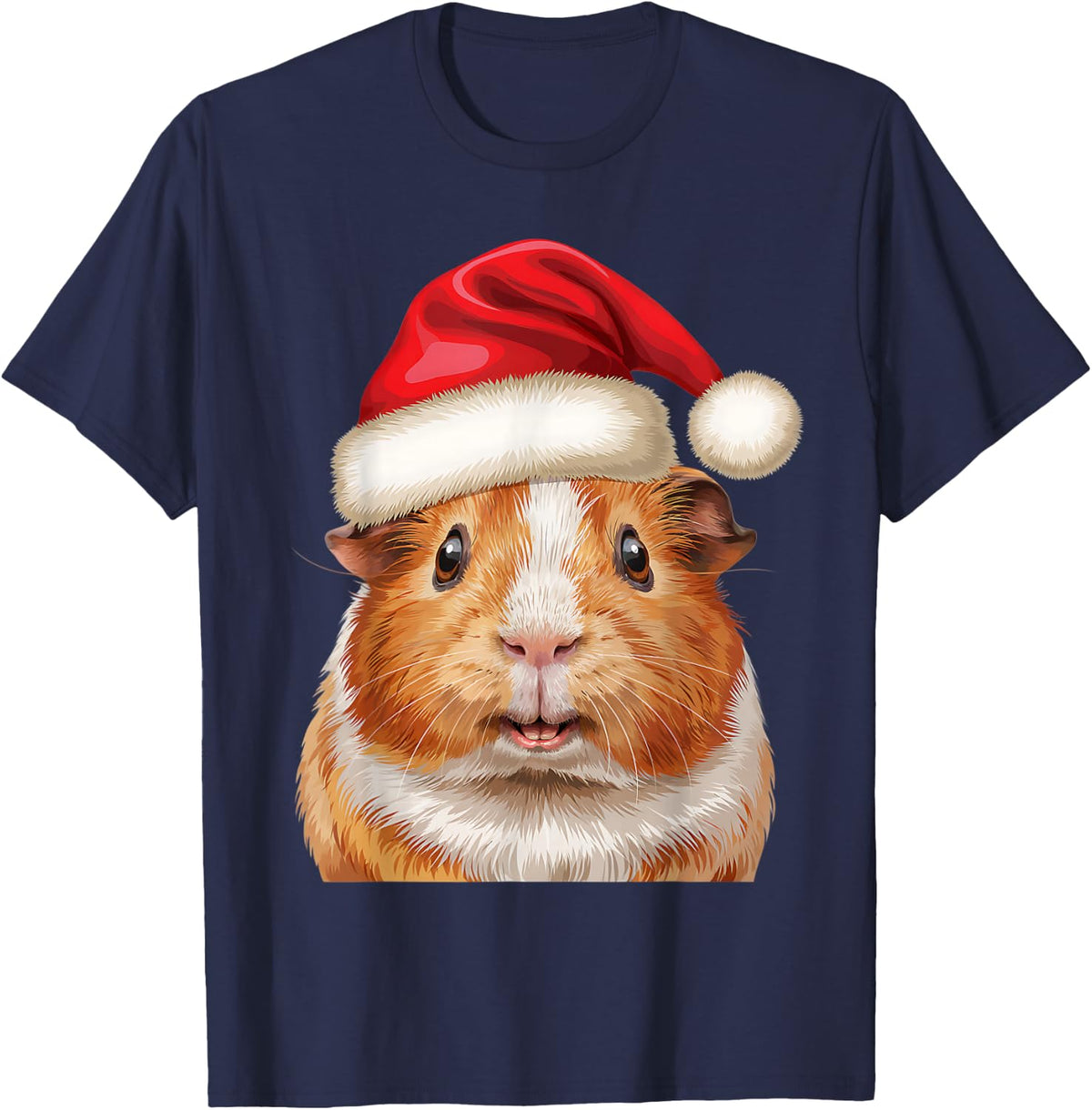Guinea Pig Santa Hat Christmas Animal Lover Men Women Kid T-Shirt - Navy Blue