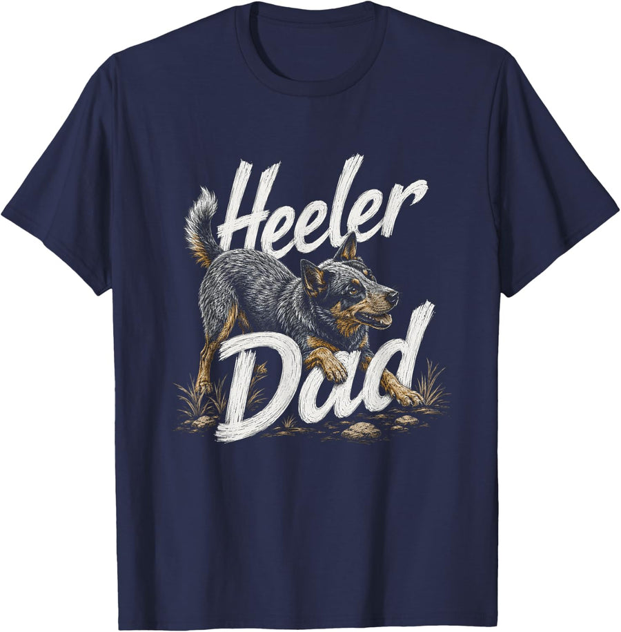 Australian Cattle Dog Blue Heeler Dad Artwork Design T-Shirt - Navy Blue
