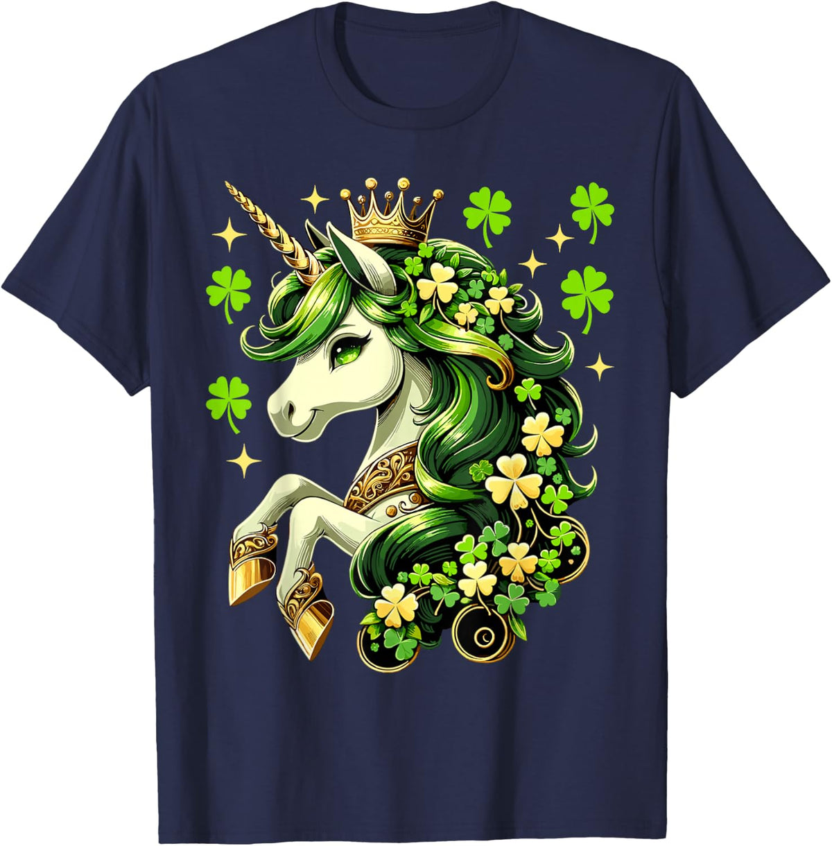 St Patrick Day Unicorn Girls Toddler Lepricorn Unicorn T-Shirt - Navy Blue